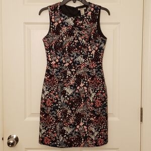H&M Black Floral Embroidered Midi Dress | Women's Size 6
